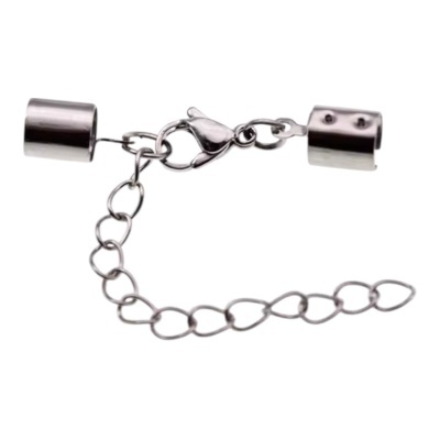 Extensor metálico prateado para pulseira com fecho lagosta