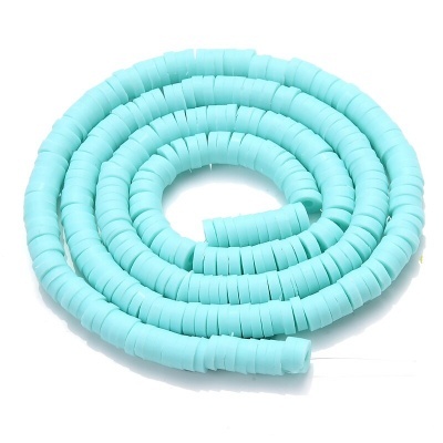 Colar ou pulseira com peças azuis claras organizadas em espiral