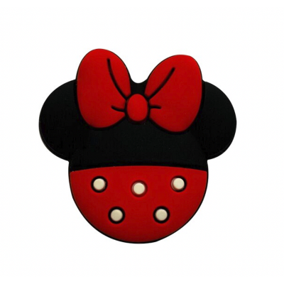 Acessório de silicone da cabeça da Minnie Mouse com fita vermelha e pontos brancos