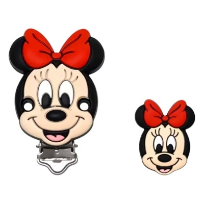 Dois acessórios de plástico da Minnie com laço vermelho