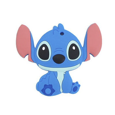 Figura silicone azul 3D personagem Stitch com orelhas grandes cor de rosa