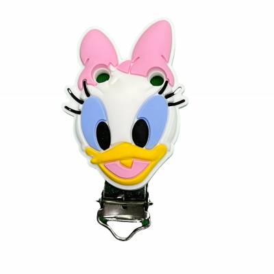 Prendedor para roupa com cabeça de personagem animado em várias cores e presilha metálica