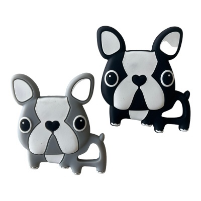 Suportes decorativos em forma de cão bulldog cinzento e preto