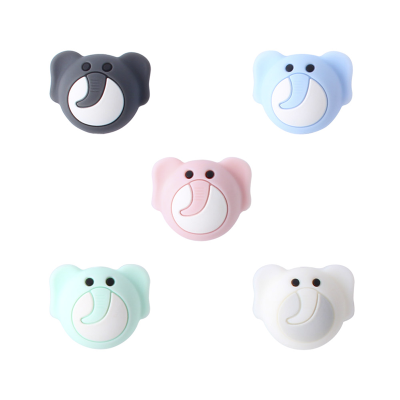 Clips de silicone em forma de elefante de várias cores.