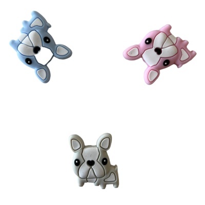 Ímanes decorativos de cães azul, rosa e cinza