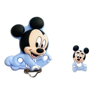 Produtos de silicone com figura de Mickey Mouse bebê azul claro e preto com olhos grandes e sorriso
