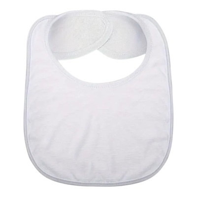 Babete branco para bebé com fecho de velcro.
