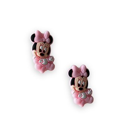 Brincos da Minnie em rosa, preto e branco