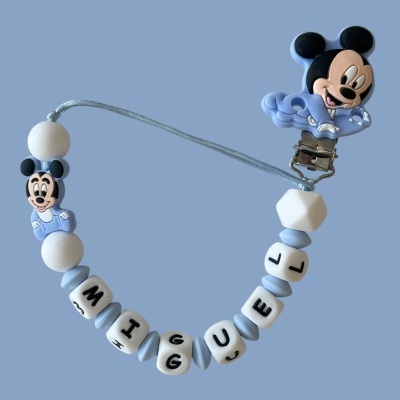 Clipe de chupeta com contas e personagens Mickey Mouse