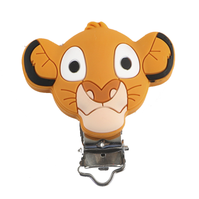 Prendedor com cabeça de leão estilizada em silicone e mola metálica