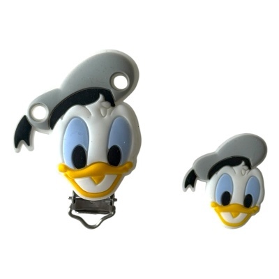 Acessórios de bebê com o rosto do Pato Donald em silicone e metal