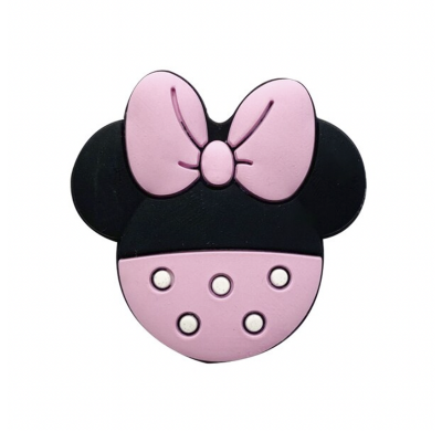 Acessório formato cabeça da Minnie Mouse com laço rosa e detalhes em relevo