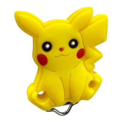 Clip amarelo em forma do Pikachu com bochechas vermelhas