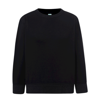 Sweatshirt preta de manga comprida com gola e punhos canelados.