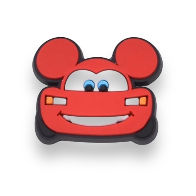 Acessório de personagem animado vermelho com orelhas redondas e olhos azuis