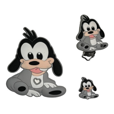 pins esmaltados com desenho de cão bebé preto e cinzento