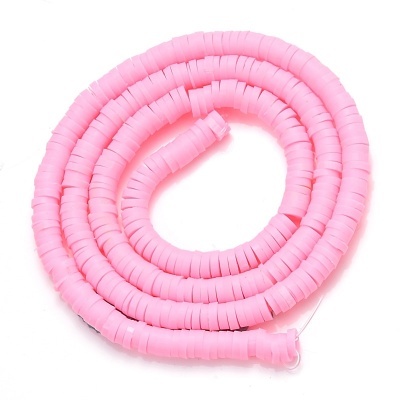 Colar ou pulseira de discos cor-de-rosa enrolado em espiral