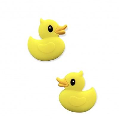 Duas figuras de patos amarelos sobre fundo branco