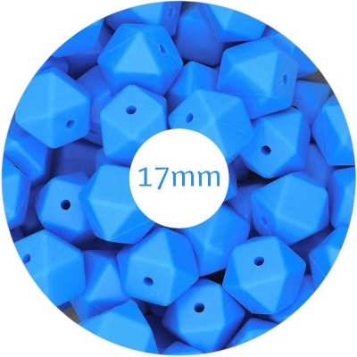 Contas azuis hexagonais de 17mm com furo central