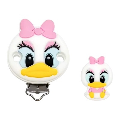 Brinquedos Margarida Disney com laço rosa e bico amarelo