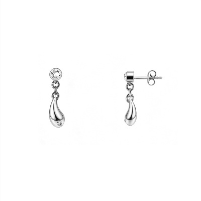 Brincos de prata em forma de gota com pedras transparentes