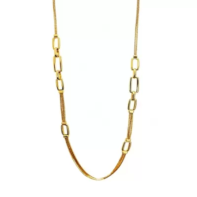 Colar em metal dourado com elos retangulares