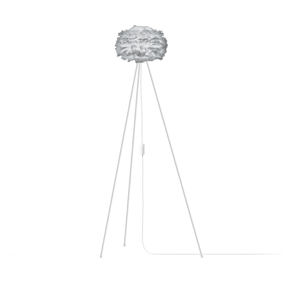 Candeeiro de pé branco com cúpula de pétalas