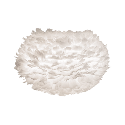 Candeeiro de teto redondo com penas brancas