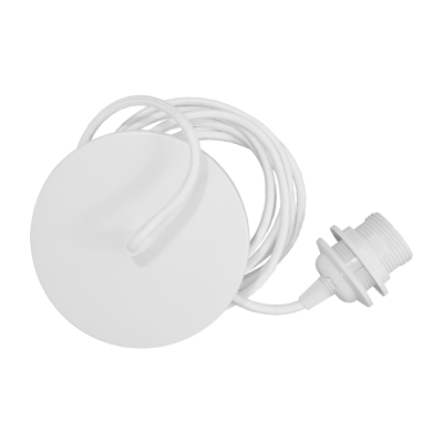 Suporte de teto branco com cabo elétrico e base para lâmpada