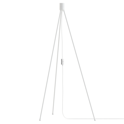 Candeeiro de pé branco tipo tripé com cabo elétrico