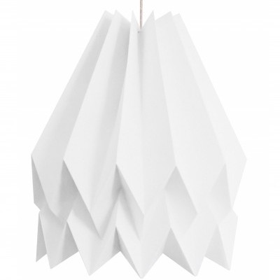 Abajur suspenso branco com padrão geométrico e dobras