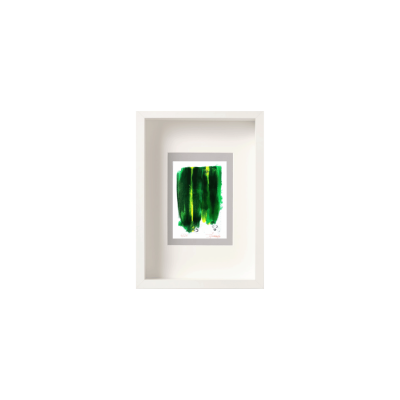 Quadro branco com pintura abstrata verde
