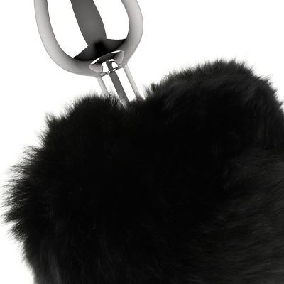 Objeto metálico prateado com base de pelúcia preta