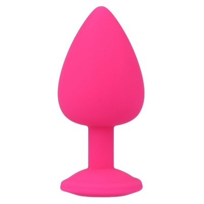 Plug anal cor-de-rosa de silicone com base larga