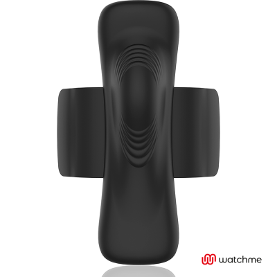 Pulseira desportiva preta ergonómica com texturas onduladas e logo Watchme