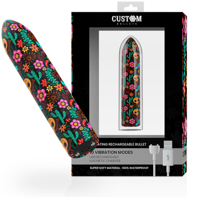 Bullet vibratório floral com caixa de embalagem preta