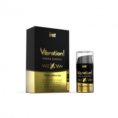 Frasco e caixa de gel VibratiON! VODKA ENERGY preto e dourado