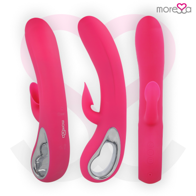 Vibrador rosa com detalhes cromados e logo 'more s a'