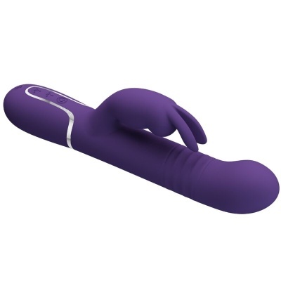 Vibrador roxo em silicone com controlo de botões na base