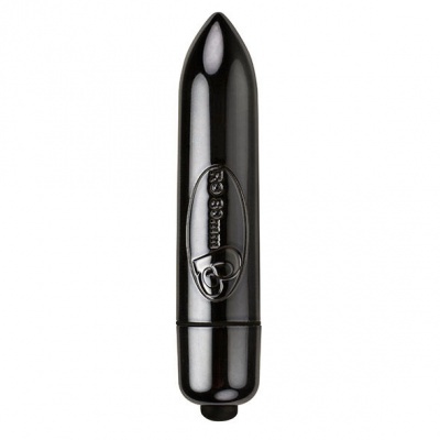 Objeto cilíndrico preto brilhante com texto em relevo BC Bullet 3.0