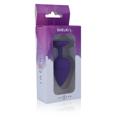 Embalagem de plug anal roxo SHELKI L da marca Intense
