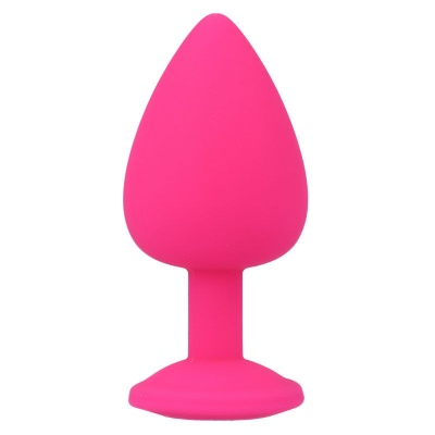 Plug anal cor-de-rosa de silicone com base larga