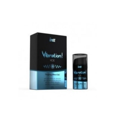 Gel corporal intt Vibration! ICE em embalagem preta e azul metalizado