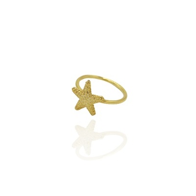 Anel dourado com motivo de estrela do mar