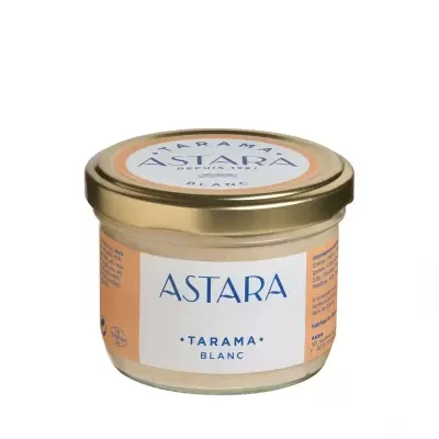 Frasco de tarama branca ASTARA com tampa dourada