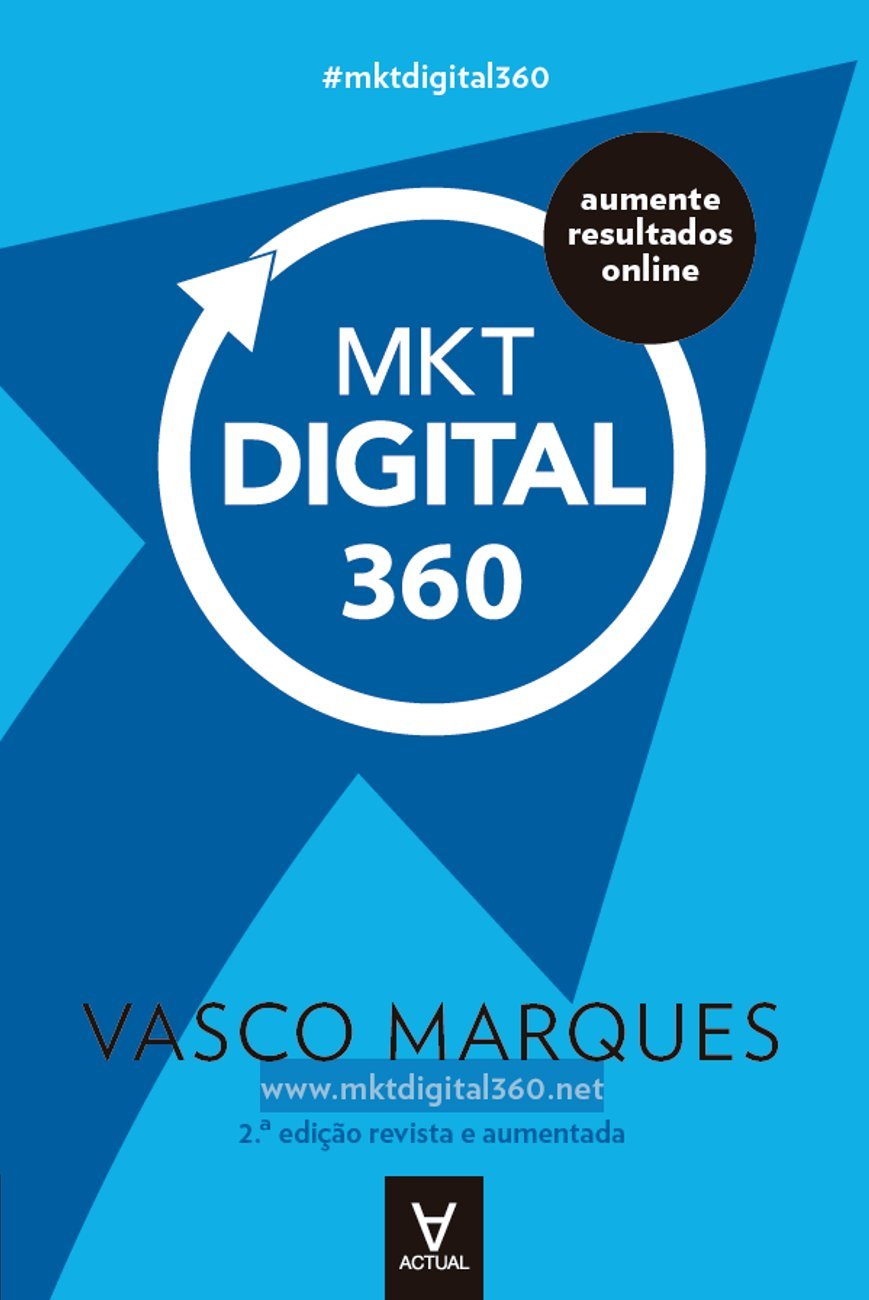 Capa azul com texto MKT DIGITAL 360 e informações sobre Vasco Marques