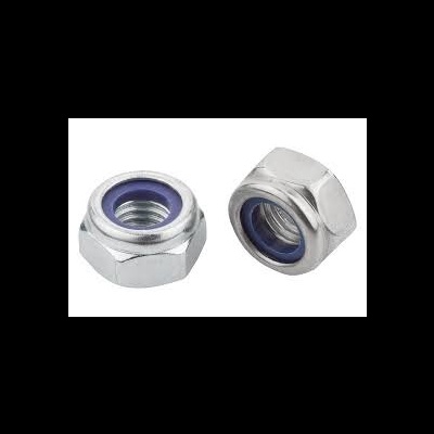 Par de porcas metálicas hexagonais com anel azul interno