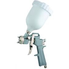 Pistola de pintura metálica com copo plástico branco