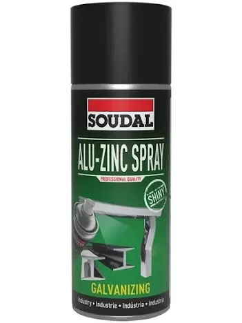 Lata de spray galvanizador ALU-ZINC da SOUDAL com tampa preta