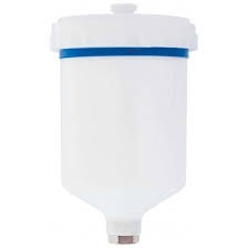 Frasco plástico branco com tampa branca e anel azul